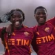 AS Roma Women celebrating Serie A Femminile title with Rinsola Babajide and Shukurat Oladipo.