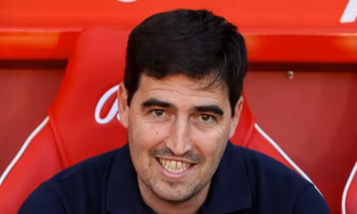 Andoni Iraola applauding supporters amid reports linking him with the Liverpool managerial job.