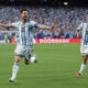 Lionel Messi celebrating after scoring for Argentina against Algeria at the 2026 FIFA World Cup.