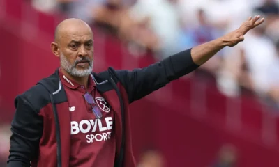 Nuno Espirito Santo during West Ham's Championship match after the arrival of Arne Engels