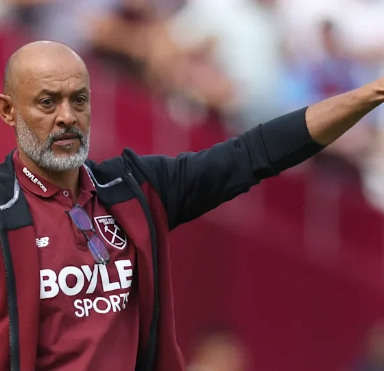 Nuno Espirito Santo during West Ham's Championship match after the arrival of Arne Engels