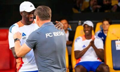 Yaya Touré celebrates with Slovan Bratislava after Champions League qualification