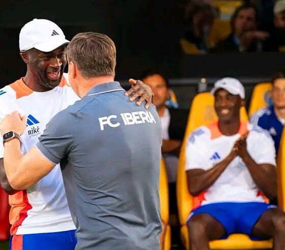Yaya Touré celebrates with Slovan Bratislava after Champions League qualification