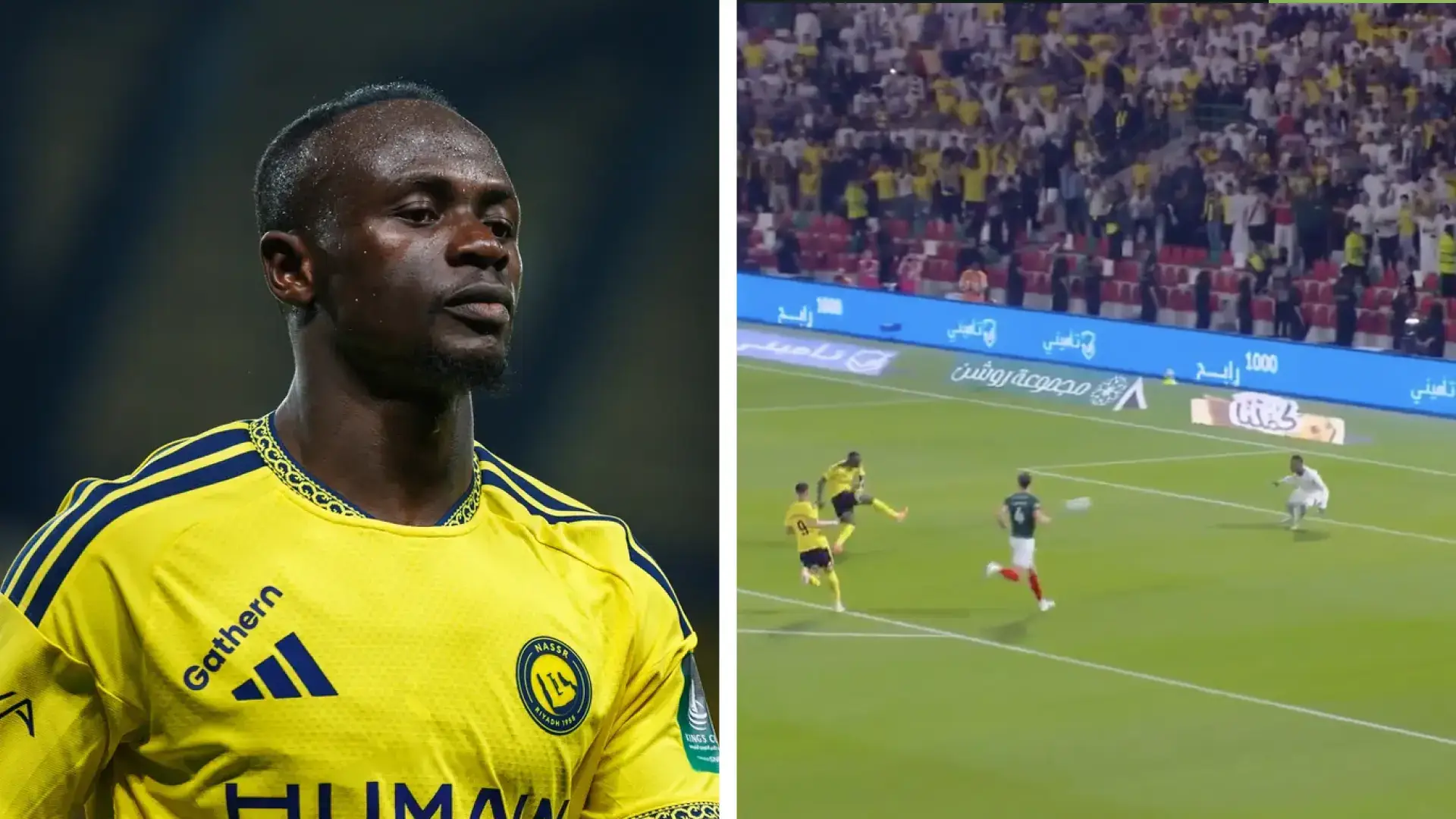 Sadio Mane celebrates after scoring twice in Al Nassr's dramatic comeback against Al Ettifaq