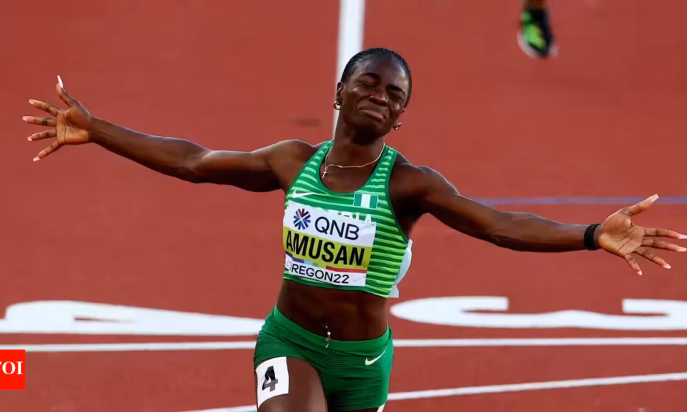 Tobi Amusan competing in the women's 100m hurdles after holding the world record for nearly four years