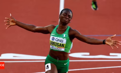Tobi Amusan competing in the women's 100m hurdles after holding the world record for nearly four years