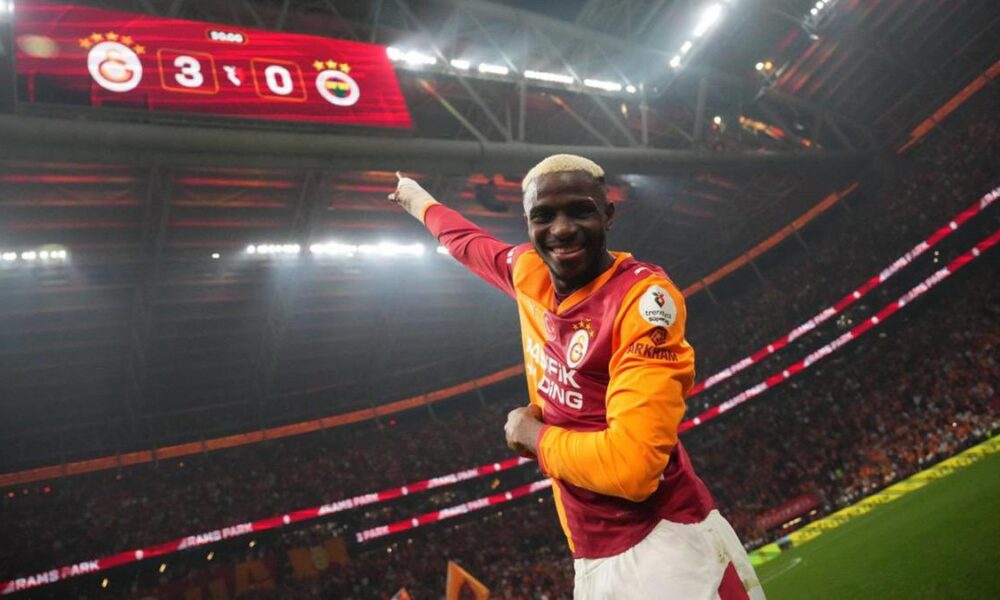 Victor Osimhen celebrates after scoring for Galatasaray as Super Eagles stars shine across Europe