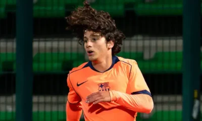 Barcelona Croatian wonderkid Lovro Chelfi in action for the club's youth team