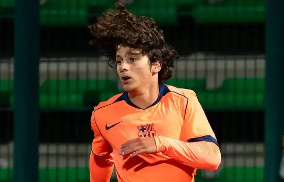 Barcelona Croatian wonderkid Lovro Chelfi in action for the club's youth team