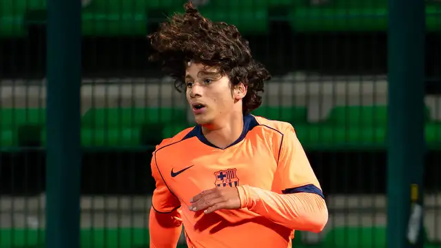 Barcelona Croatian wonderkid Lovro Chelfi in action for the club's youth team