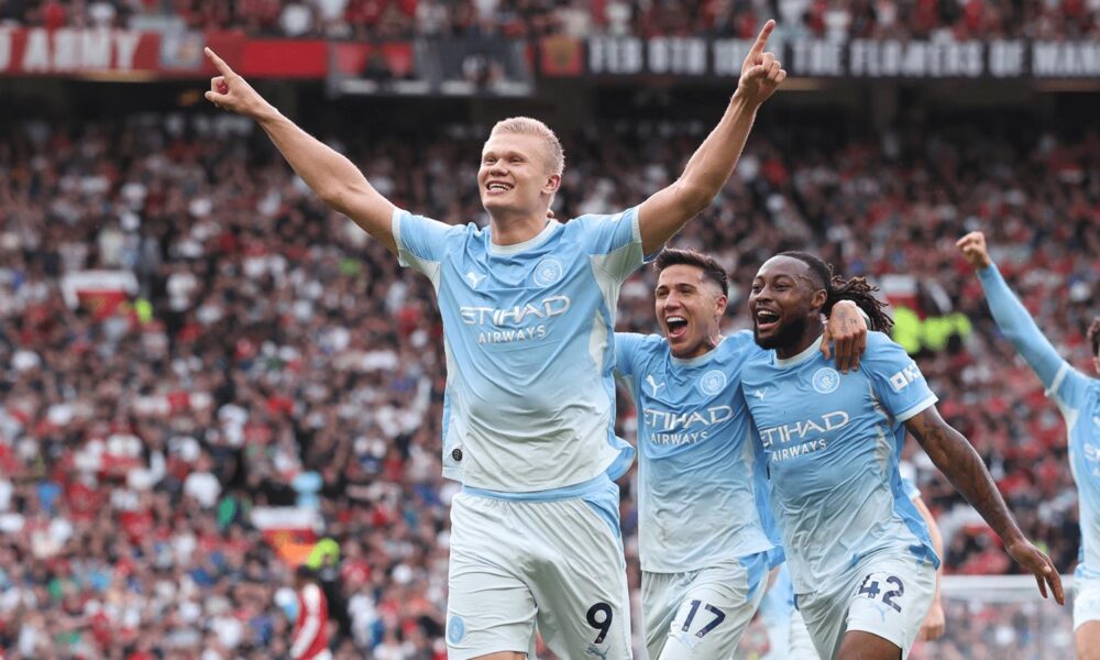 Erling Haaland scores Manchester City’s derby winner against Manchester United