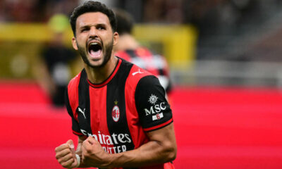 Goncalo Ramos in action for AC Milan during a Serie A match