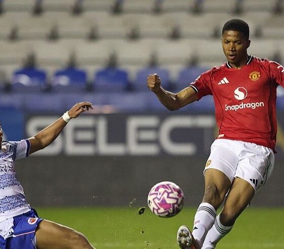 Manchester United teenage striker Chido Obi in action during an FA Youth Cup match