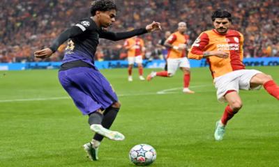 Lamine Yamal in action during Barcelona’s Champions League match against Galatasaray