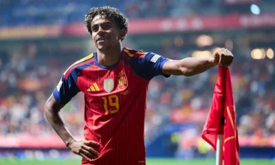 Lamine Yamal playing for Spain during the international break