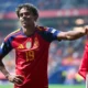 Lamine Yamal playing for Spain during the international break